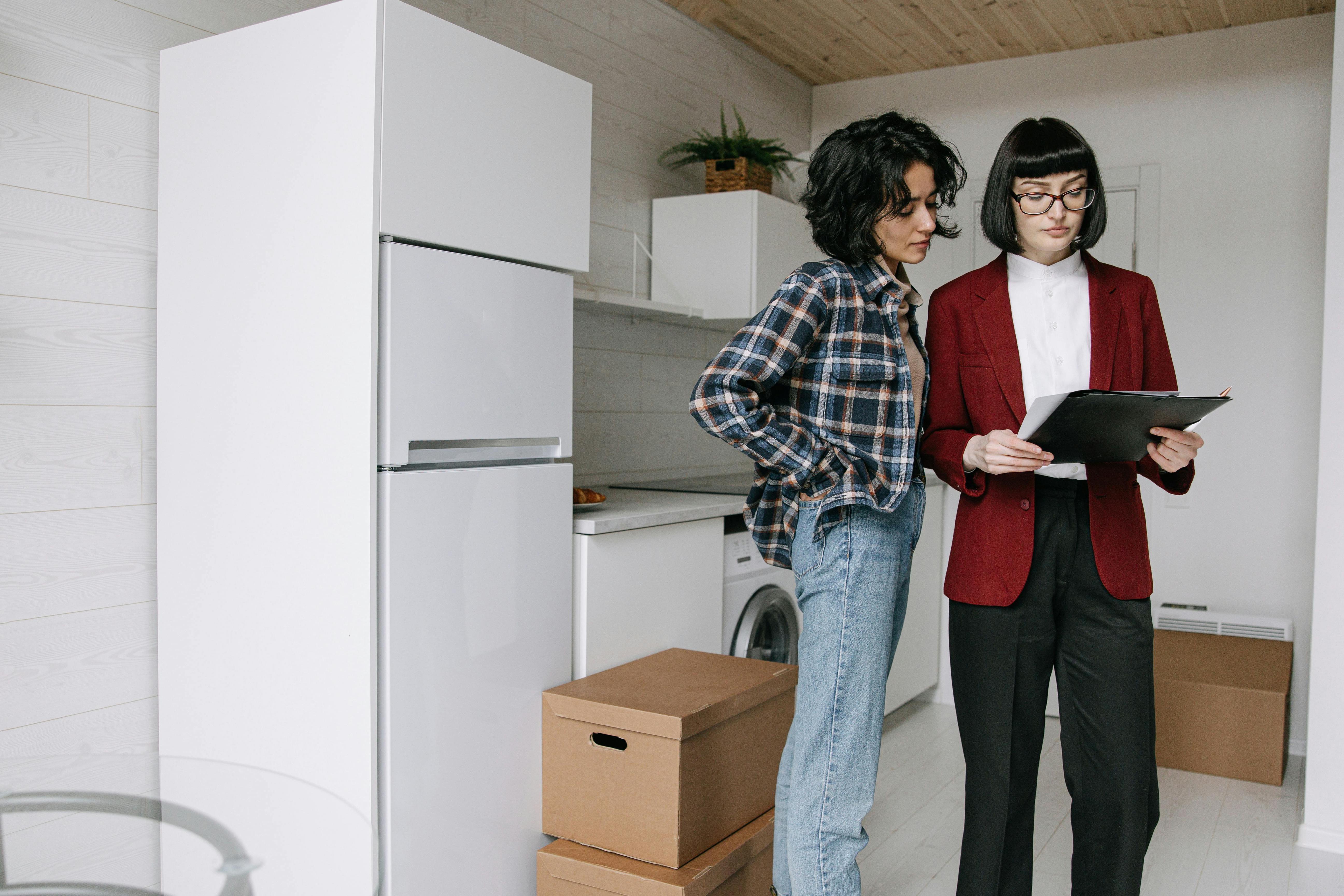 property manager and tenant during a move-in inspection